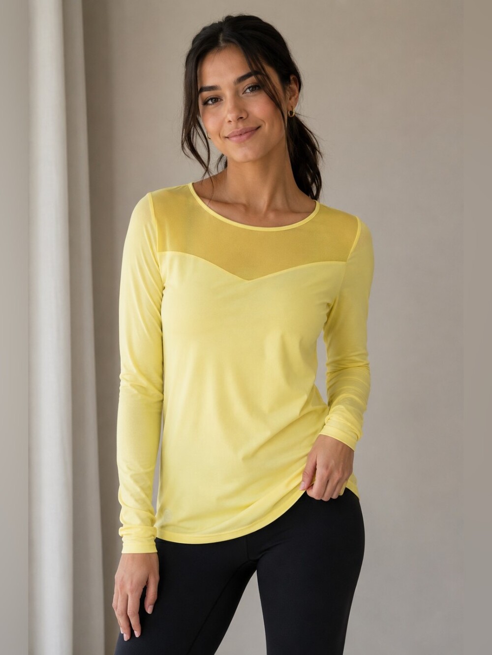 LA Society Womens Yellow Long Sleeve Athletic Top Size Small
